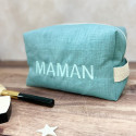 trousse en lin brodée