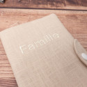 Protège livret de famille personnalisé en lin beige